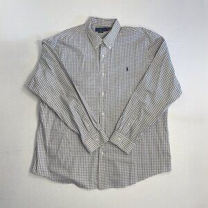 Ralph Lauren Shirt Men’s XXL 2XL Classic Fit Button Down Plaid Navy Green Pony